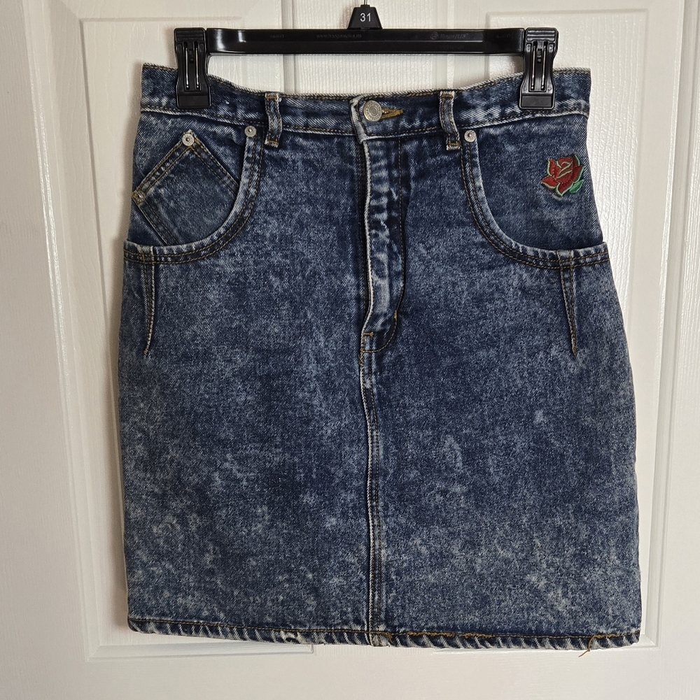 Jordache Dark Blue Acid Wash Mini Skirt